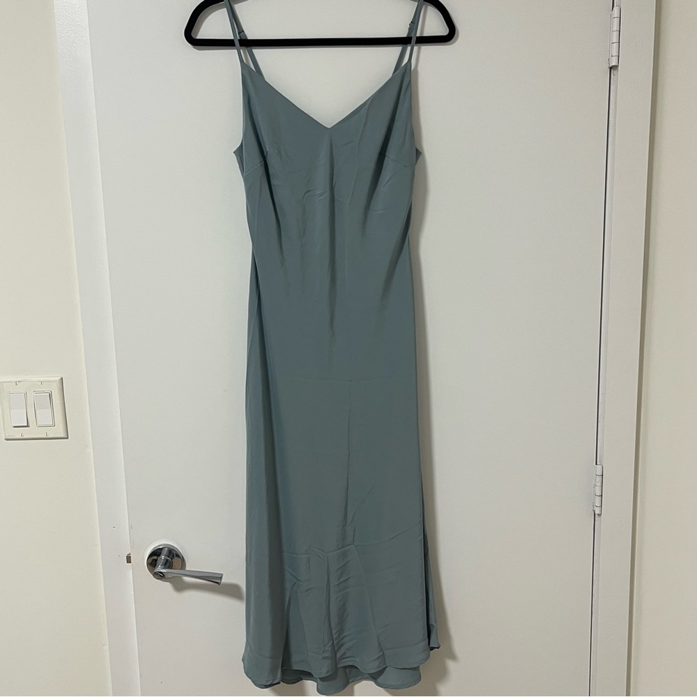 Dress Forum Slate Blue Midi Satin Dress